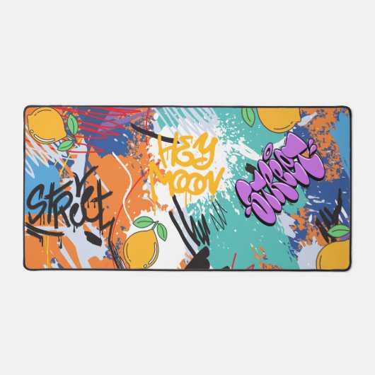 鮮やかl芸術的通りア絵画ートlパープル デスクマット (正面)