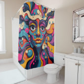 鮮やかMuse -カラフル抽象芸術ポートレート シャワーカーテン (インサイチュ)