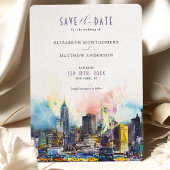 鮮やかNew York Save the Date Skyline 招待状