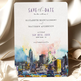 鮮やかNew York Save the Date Skyline 招待状