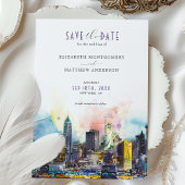 鮮やかNew York Save the Date Skyline 招待状