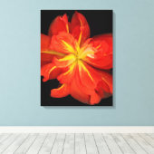 鮮やかOrange Begoniaマクロ キャンバスプリント (インサイチュ (ウッドフロア))