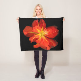 鮮やかOrange Begoniaマクロ フリースブランケット