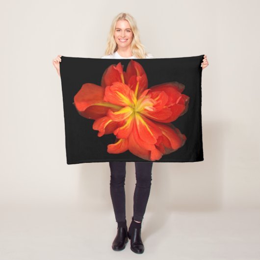 鮮やかOrange Begoniaマクロ フリースブランケット (インサイチュ)