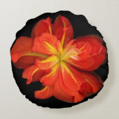 鮮やかOrange Begoniaマクロ ラウンドクッション (裏面)