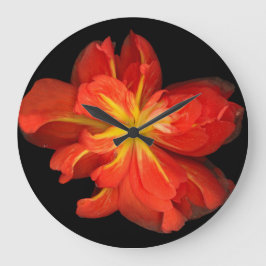 鮮やかOrange Begoniaマクロ ラージ壁時計