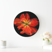 鮮やかOrange Begoniaマクロ ラージ壁時計 (ホーム)