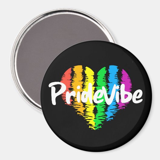 鮮やかPrideVibe:虹のハートを表示 マグネット (正面/裏面)