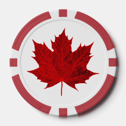 鮮やかRed Maple Leaf/CANADA ポーカーチップ (正面)