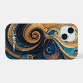 鮮やかSwirl Art Phone Cover -パーソナライズされた with iPhone 15ケース (裏面横)