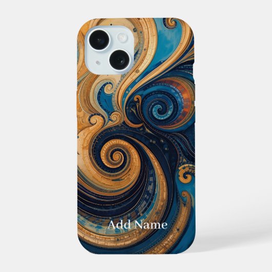 鮮やかSwirl Art Phone Cover -パーソナライズされた with iPhone 15ケース (裏面)