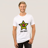 鮮やかTriple Big Star Tee (黄色、緑、赤) トライブレンドTシャツ (正面全面)