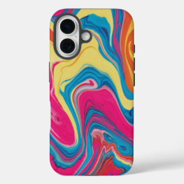 鮮やかTye-Dye大理石の電話ケースデザイン iPhone 16ケース
