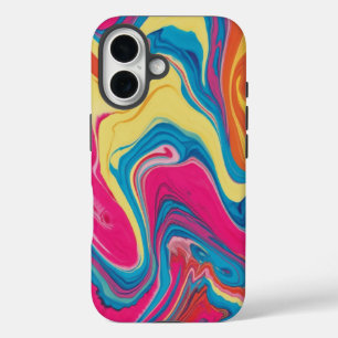 鮮やかTye-Dye大理石の電話ケースデザイン iPhone 16ケース