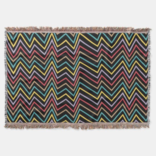 鮮やかZigZag Symphony A Burst of カラフル Energy スローブランケット (正面)