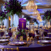 鮮エレガントやかな紫と金ゴールド結婚ズ テーブルナンバー