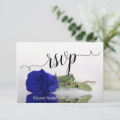 鮮エレガント青王室の反射バラ結婚ズ 出欠カード (スタンド正面)