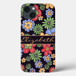 鮮カスタムやかなカラフル花をパーソナライズ iPhone 13ケース