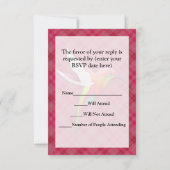 鮮カラフルやかなピンクの格子模様のハミングバード 出欠カード (裏面)