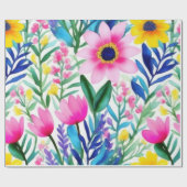 鮮カラフルやかな花と鳥の包み紙 ラッピングペーパー (フラット)
