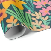 鮮カラフルやかな花と鳥の包み紙 ラッピングペーパー (ロールコーナー)