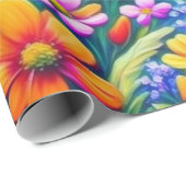 鮮カラフルやかな花と鳥の包み紙 ラッピングペーパー (ロールコーナー)