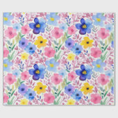 鮮カラフルやかな花の模様の包装紙 ラッピングペーパー (フラット)
