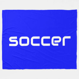 鮮クールモダンやかな青のおもしろいホワイトサッカー文字 フリースブランケット