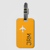 鮮シンプルパーソナライズされたやかな黄色の飛行機 ラゲッジタグ (正面縦)