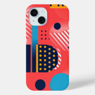 鮮ストライプやかな色の形と形 iPhone 15ケース
