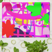 鮮ポップ・アートのやかな花 キッチンタオル (折り畳み)