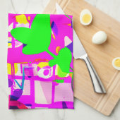 鮮ポップ・アートのやかな花 キッチンタオル (四つ折り)