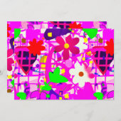 鮮ポップ・アートのやかな花 サンキューカード (正面/裏面)