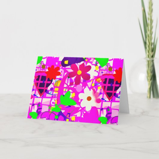 鮮ポップ・アートのやかな花 サンキューカード (正面)