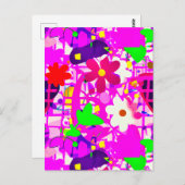 鮮ポップ・アートのやかな花 ポストカード (正面/裏面)