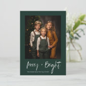 鮮メリーやかな緑のクリスマスミニマル写真 シーズンカード (スタンド正面)