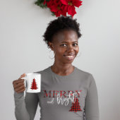 鮮メリーやかな赤いバッファローの格子柄 Tシャツ