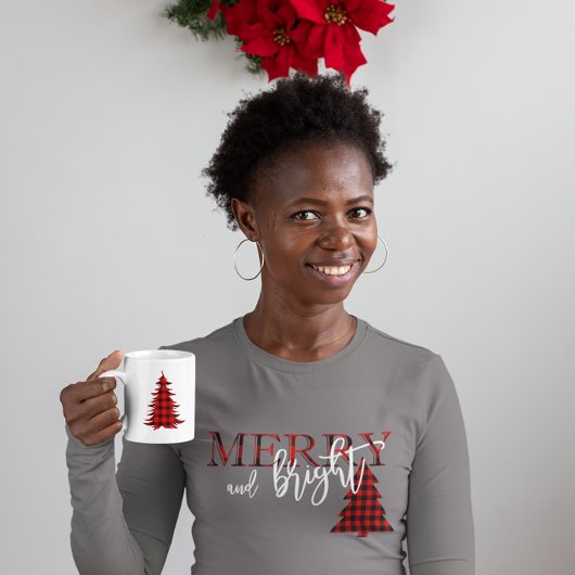 鮮メリーやかな赤いバッファローの格子柄 Tシャツ