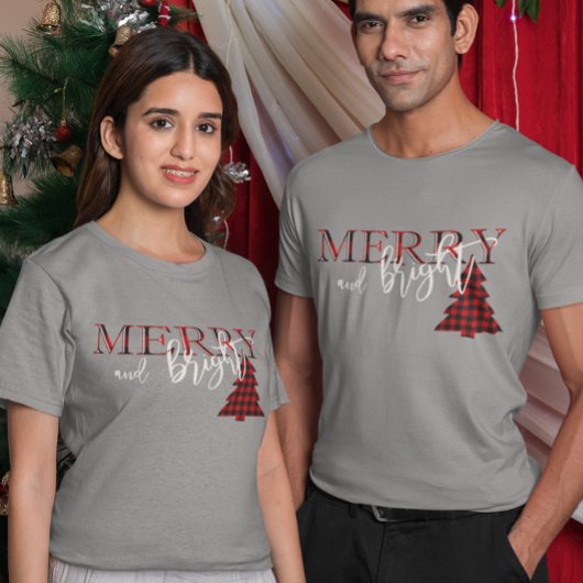 鮮メリーやかな赤いバッファローの格子柄 Tシャツ