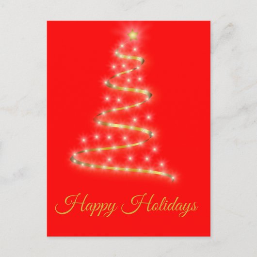 鮮モダンやかな赤のクリスマスツリー シーズンポストカード (正面)