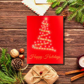 鮮モダンやかな赤のクリスマスツリー シーズンポストカード