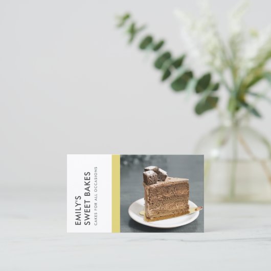 鮮モダン明なおもしろいイエローベーカリーシェフ写真 名刺 (スタンド正面)