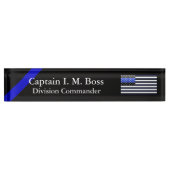 鮮明でクリーンな薄いブルーラインフラグ デスクネームプレート (正面)