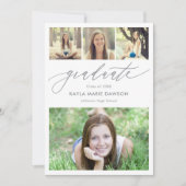 鮮明なコラージュ編集可能なカラーの卒業招待状 招待状 (正面)