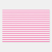 鮮明な白に鮮やかな熱いストライプイースターピンク ラッピングペーパーシート (正面)