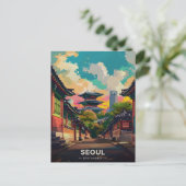 鮮明な空の下にソウルの古代チャーム ポストカード (スタンド正面)