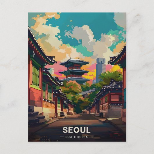 鮮明な空の下にソウルの古代チャーム ポストカード (正面)