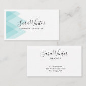 鮮明な青の幾何学的およびスクリプトの名刺 名刺 (正面/裏面)