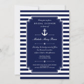 鮮明な青の白のブライダル航海のシャワーの招待 招待状 (正面)