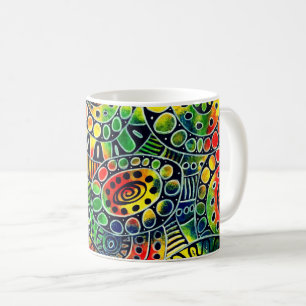 鮮明カラフルな円と楕円のオリジナル抽象芸術 コーヒーマグカップ